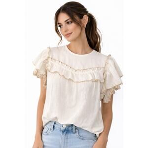 & Other Stories Cream Ruffle Blouse NWT Size 4 Boho Romantic Top